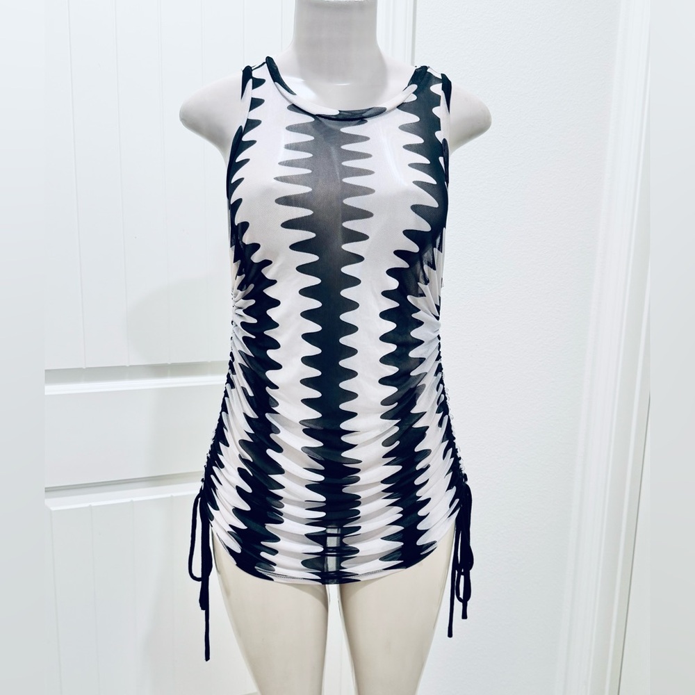 No Boundaries Black and White Patterned Top